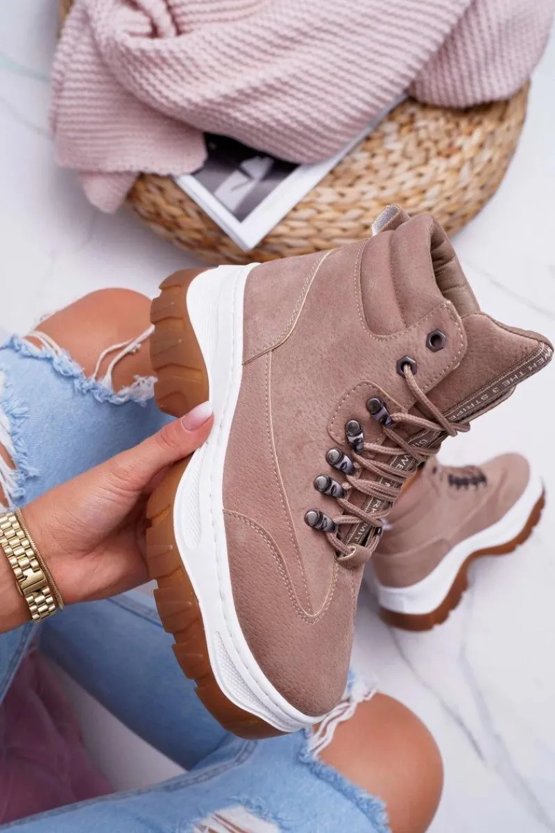 Boto Obuwie Trekkingowe Damskie Trapery Beżowe Greem