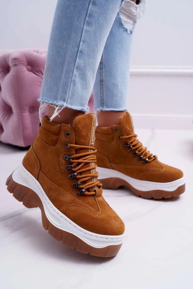 Trekkingowe Damskie>Boto Obuwie Trekkingowe Trapery Damskie Camel Greem