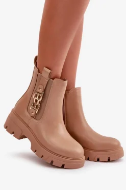 Botki Zimowe Damskie|Brązowe I Beżowe Botki><noscript><img width=