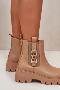 Botki Zimowe Damskie|Brązowe I Beżowe Botki><noscript><img width=