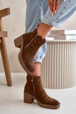 Botki Ocieplane|Brązowe I Beżowe Botki><noscript><img width=