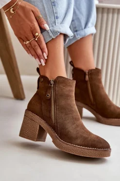 Botki Ocieplane|Brązowe I Beżowe Botki><noscript><img width=