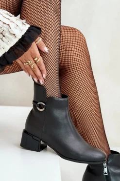 Clearance Ocieplane Botki Damskie Na Obcasie Zapinane Na Zamek Czarne Vinceza 66724 Damskie Botki Ocieplane|Botki Skórzane