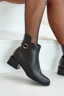 Clearance Ocieplane Botki Damskie Na Obcasie Zapinane Na Zamek Czarne Vinceza 66724 Damskie Botki Ocieplane|Botki Skórzane