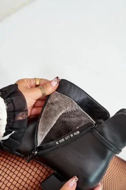 Clearance Ocieplane Botki Damskie Na Obcasie Zapinane Na Zamek Czarne Vinceza 66724 Damskie Botki Ocieplane|Botki Skórzane