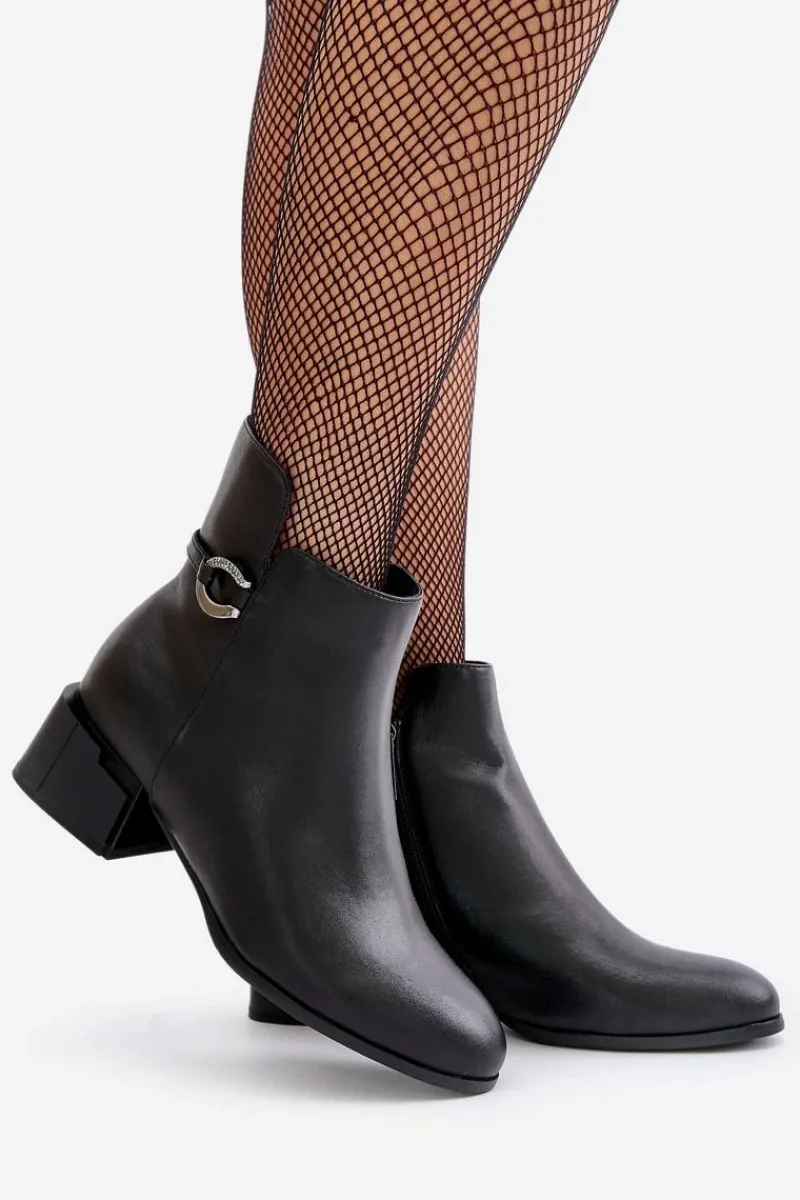 Clearance Ocieplane Botki Damskie Na Obcasie Zapinane Na Zamek Czarne Vinceza 66724 Damskie Botki Ocieplane|Botki Skórzane