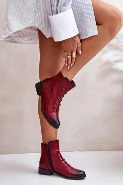 Botki Ocieplane|Czarne Botki>Boto Ocieplane Botki Damskie Na Płaskim Obcasie Bordowe Labise