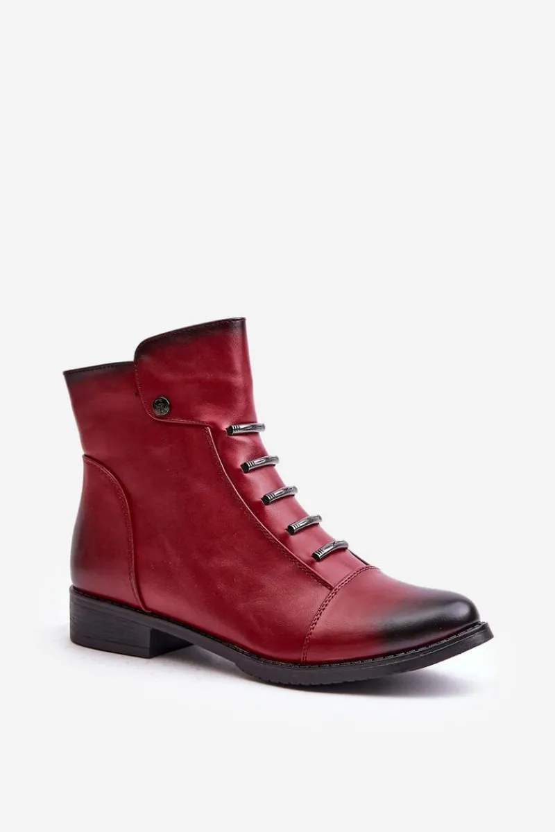 Botki Ocieplane|Czarne Botki>Boto Ocieplane Botki Damskie Na Płaskim Obcasie Bordowe Labise