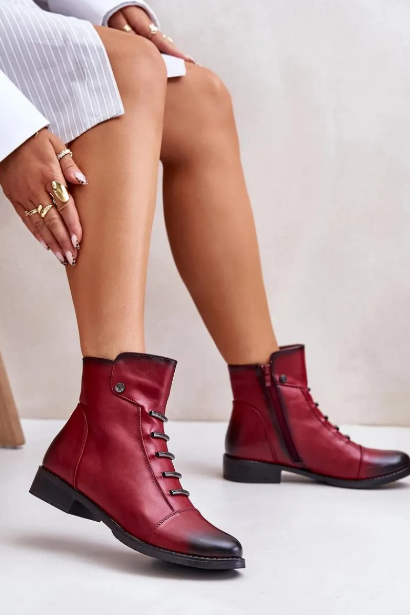 Botki Ocieplane|Czarne Botki>Boto Ocieplane Botki Damskie Na Płaskim Obcasie Bordowe Labise