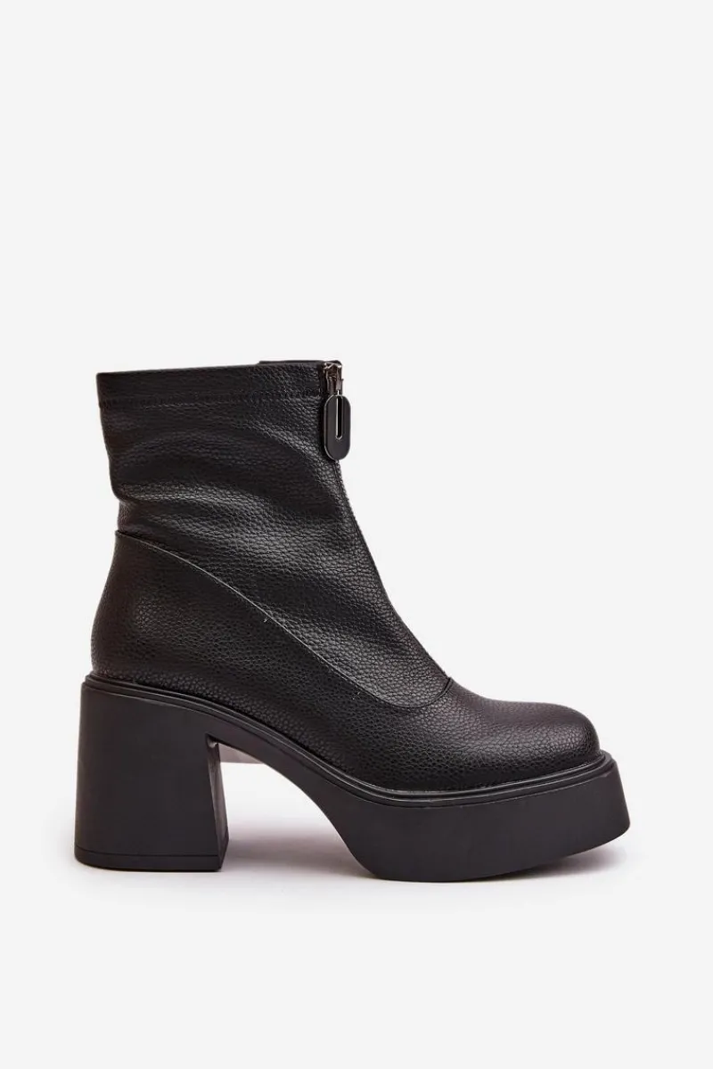 Botki Skórzane|Botki Na Słupku>Buty damskie Vinceza Ocieplane Botki Damskie Na Platformie I Słupku Czarne Vinceza 66715