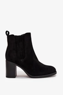 Sale Ocieplane Botki Damskie Na Słupkowym Obcasie Czarne Brevina Damskie Botki Ocieplane|Botki Na Słupku