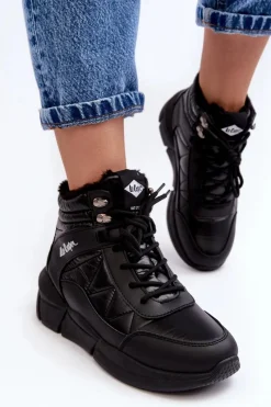 Trekkingowe Damskie|Damskie Trapery>Lee Cooper Ocieplane Botki Damskie Na Platformie LCJ-23-44-1984 Czarne