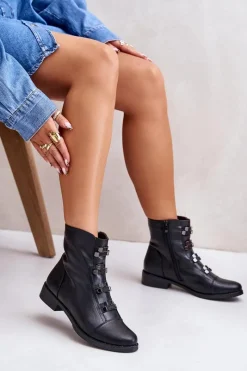 Botki Ocieplane|Botki Zimowe Damskie>Boto Ocieplane Botki Damskie Na Zamek Czarne Evalith Czarny