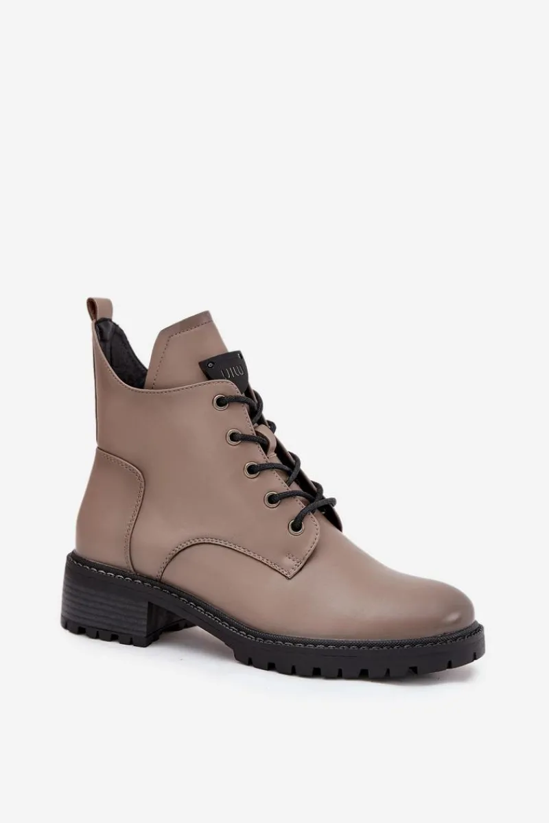 Botki Ocieplane|Botki Sznurowane>Buty damskie Vinceza Ocieplane Botki Damskie Na Klocku Vinceza 58609 Szare Szary