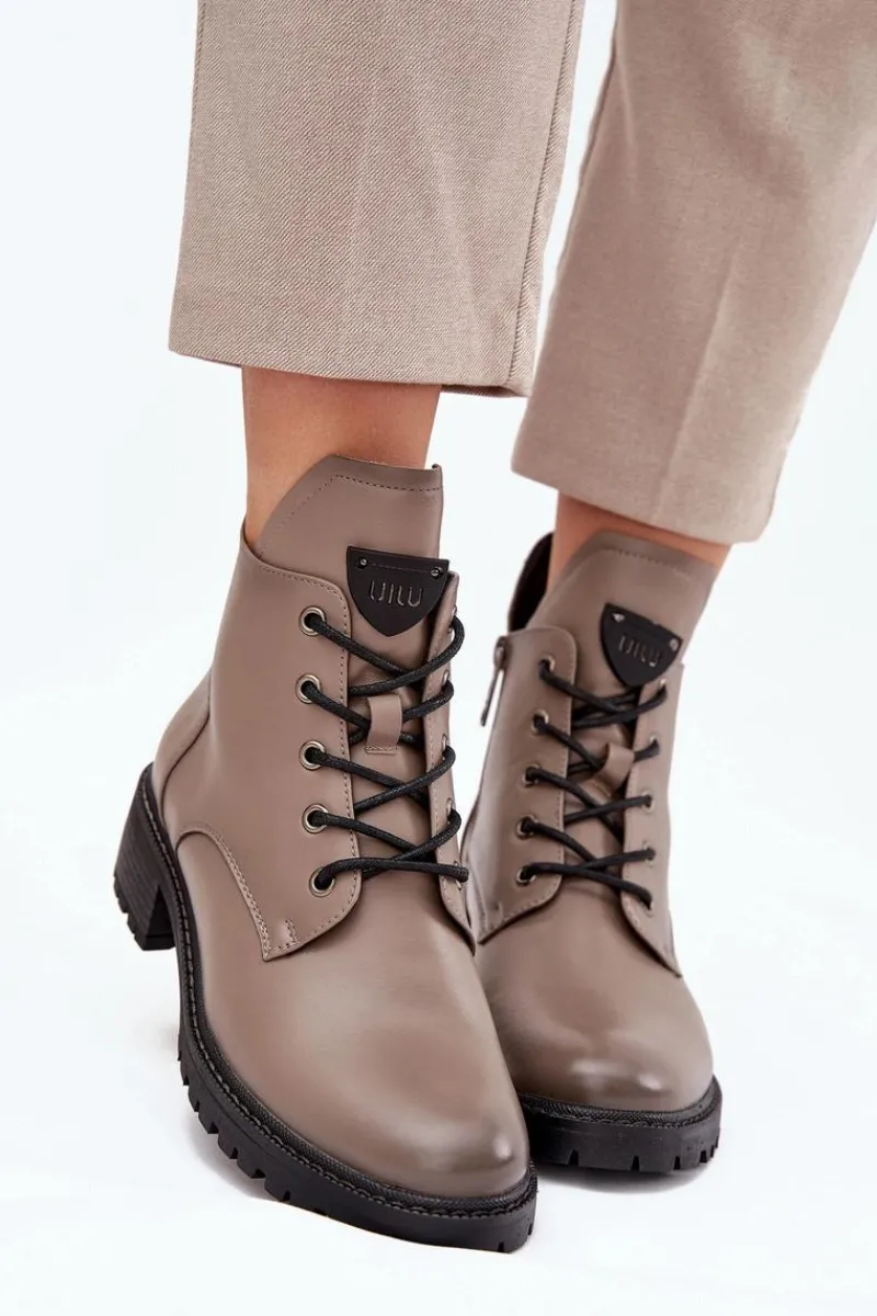 Botki Ocieplane|Botki Sznurowane>Buty damskie Vinceza Ocieplane Botki Damskie Na Klocku Vinceza 58609 Szare Szary