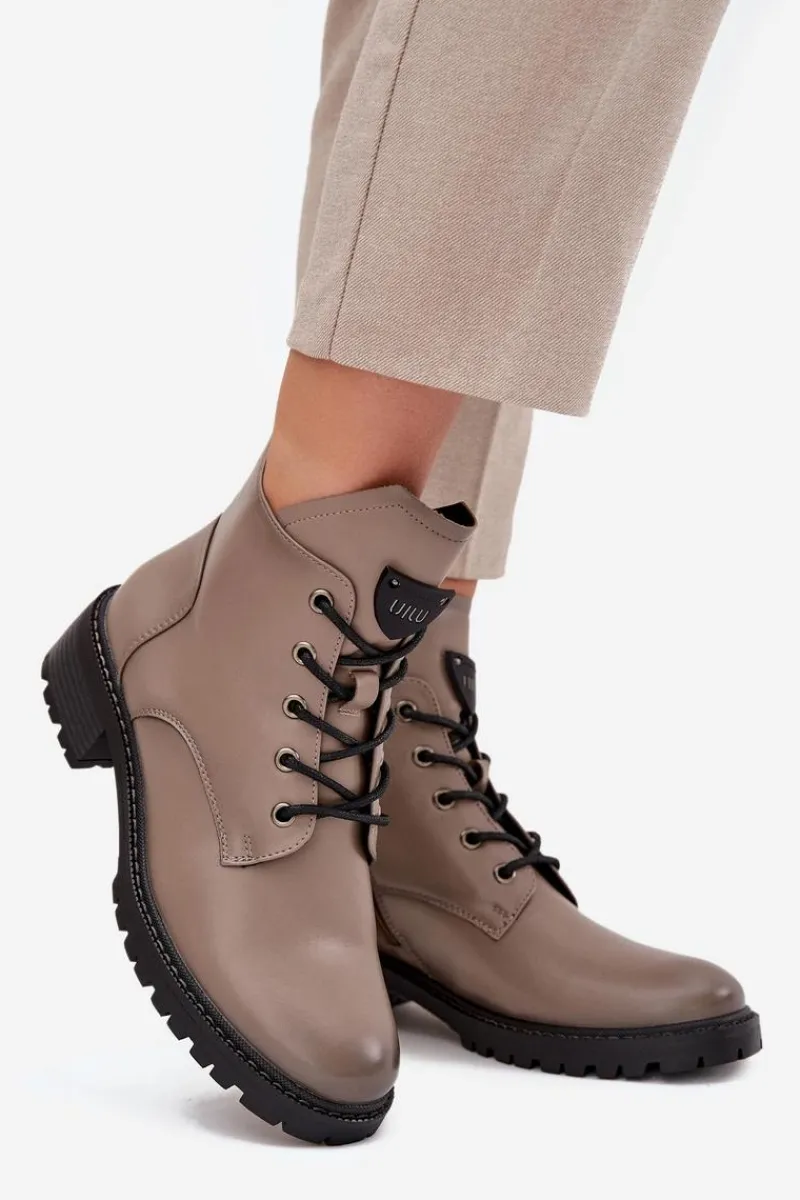 Botki Ocieplane|Botki Sznurowane>Buty damskie Vinceza Ocieplane Botki Damskie Na Klocku Vinceza 58609 Szare Szary