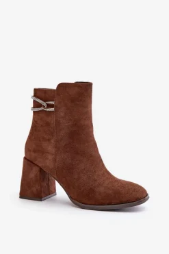 Brązowe I Beżowe Botki|Botki Na Obcasie><noscript><img width=