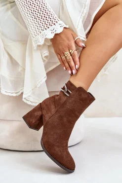 Brązowe I Beżowe Botki|Botki Na Obcasie><noscript><img width=