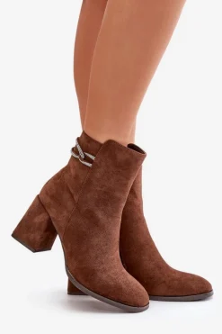 Brązowe I Beżowe Botki|Botki Na Obcasie><noscript><img width=