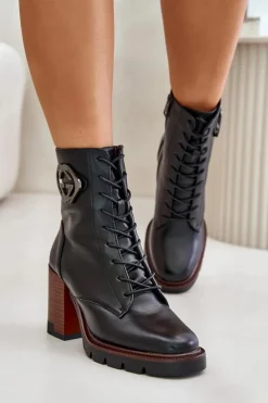 Hot Buty damskie Vinceza Ocieplane Botki Damskie Na Słupku Vinceza 58359 Czarne