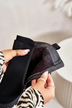 Clearance Ocieplane Botki Damskie Na Słupku Na Zamek Czarne Narielis Damskie Botki Na Słupku|Czarne Botki