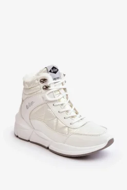 Discount Lee Cooper Ocieplane Botki Damskie Na Platformie LCJ-23-44-1983L Białe