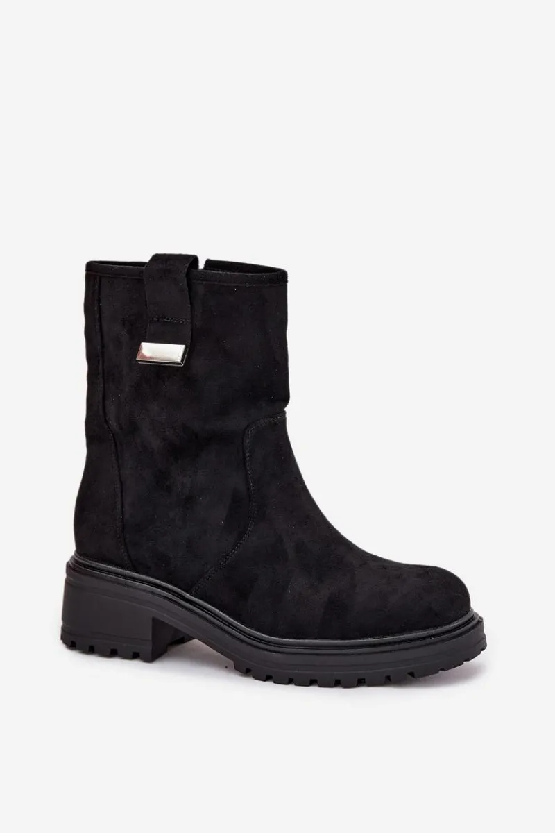 Outlet Ocieplane Botki Damskie Na Niskim Obcasie Czarne Mirellea Damskie Brązowe I Beżowe Botki|Botki Na Obcasie