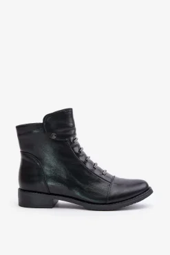 Outlet Ocieplane Botki Damskie Na Płaskim Obcasie Czarne Labise Damskie Botki Ocieplane|Czarne Botki