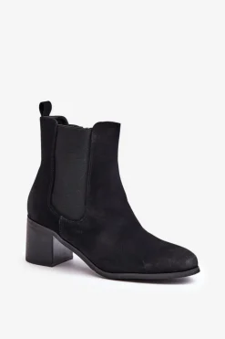 Best Boto Ocieplane Botki Damskie Na Słupku Czarne Radeya Czarny