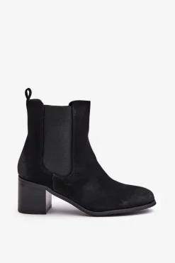 Best Boto Ocieplane Botki Damskie Na Słupku Czarne Radeya Czarny