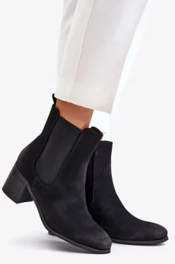 Best Boto Ocieplane Botki Damskie Na Słupku Czarne Radeya Czarny