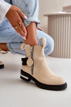 Botki Zimowe Damskie|Brązowe I Beżowe Botki><noscript><img width=