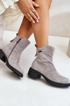 Sale Buty damskie Vinceza Ocieplane Botki Damskie Z Naturalnego Zamszu Na Zamek Szare Vinceza 66696