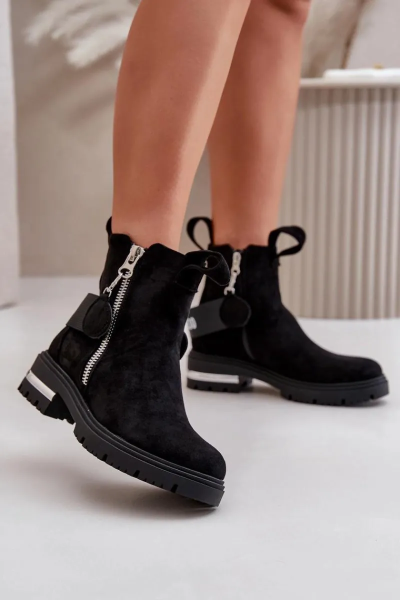 Online Boto Ocieplane Botki Damskie Z Suwakiem Czarne Calvaro