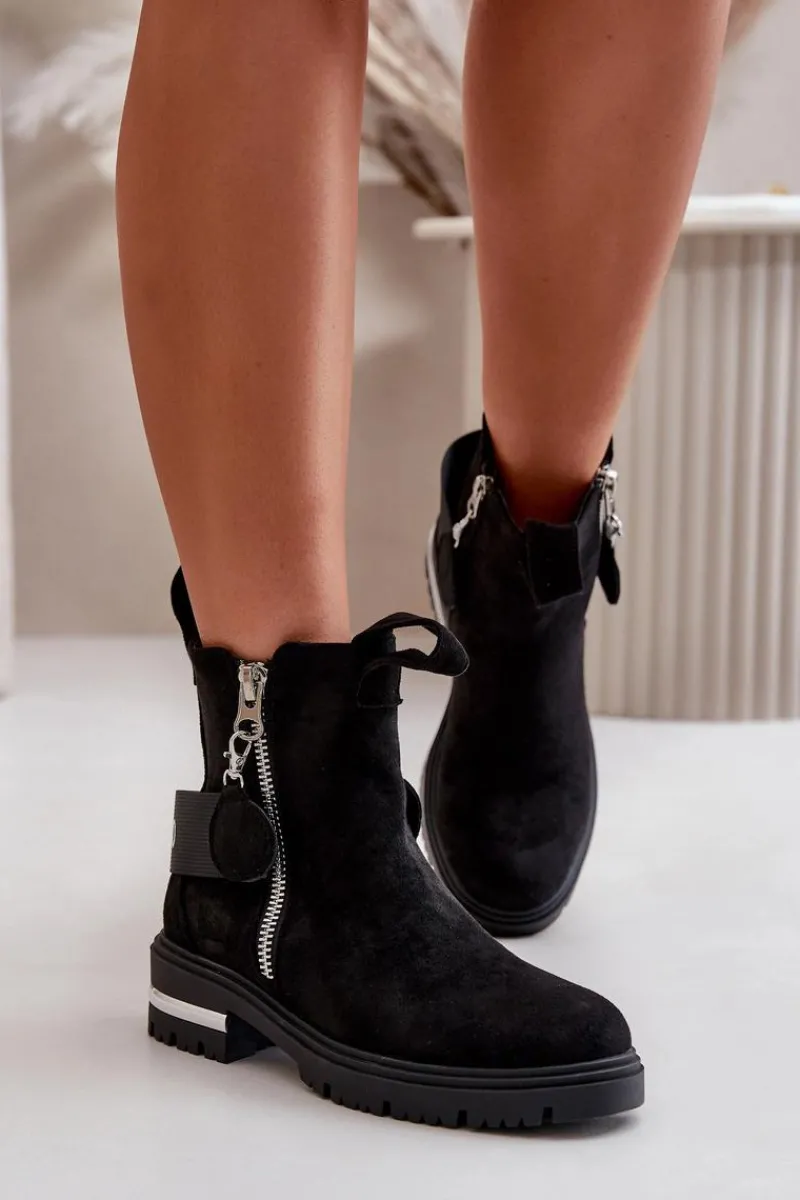 Online Boto Ocieplane Botki Damskie Z Suwakiem Czarne Calvaro