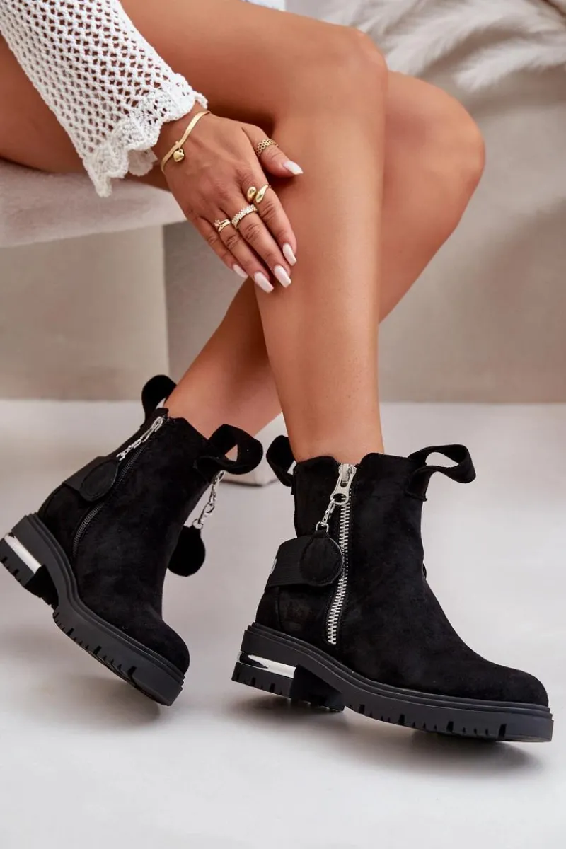 Online Boto Ocieplane Botki Damskie Z Suwakiem Czarne Calvaro