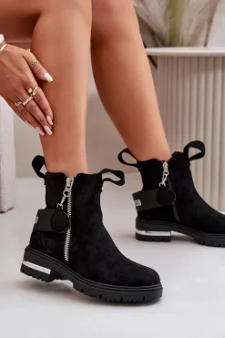 Online Boto Ocieplane Botki Damskie Z Suwakiem Czarne Calvaro