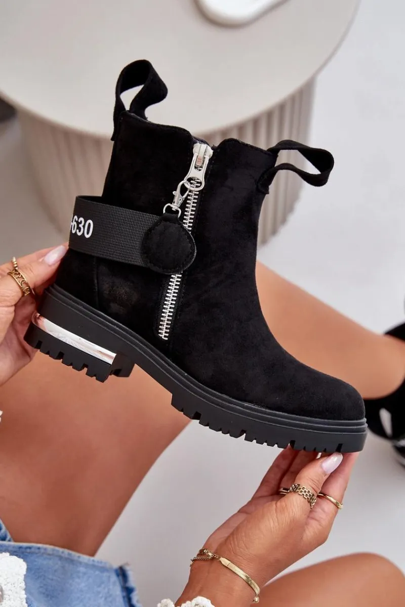 Online Boto Ocieplane Botki Damskie Z Suwakiem Czarne Calvaro