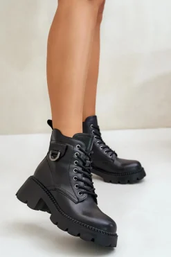 Hot Buty damskie Vinceza Ocieplane Botki Damskie Ze Skóry Naturalnej Vinceza 41460 Czarne