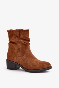 Brązowe I Beżowe Botki|Botki Na Obcasie><noscript><img width=