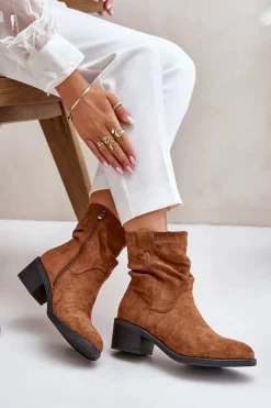 Brązowe I Beżowe Botki|Botki Na Obcasie><noscript><img width=