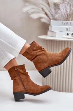 Brązowe I Beżowe Botki|Botki Na Obcasie><noscript><img width=