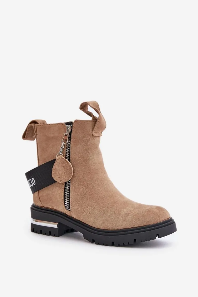 Best Ocieplane Botki Damskie Z Suwakiem Brązowe Calvaro Damskie Botki Zimowe Damskie|Brązowe I Beżowe Botki