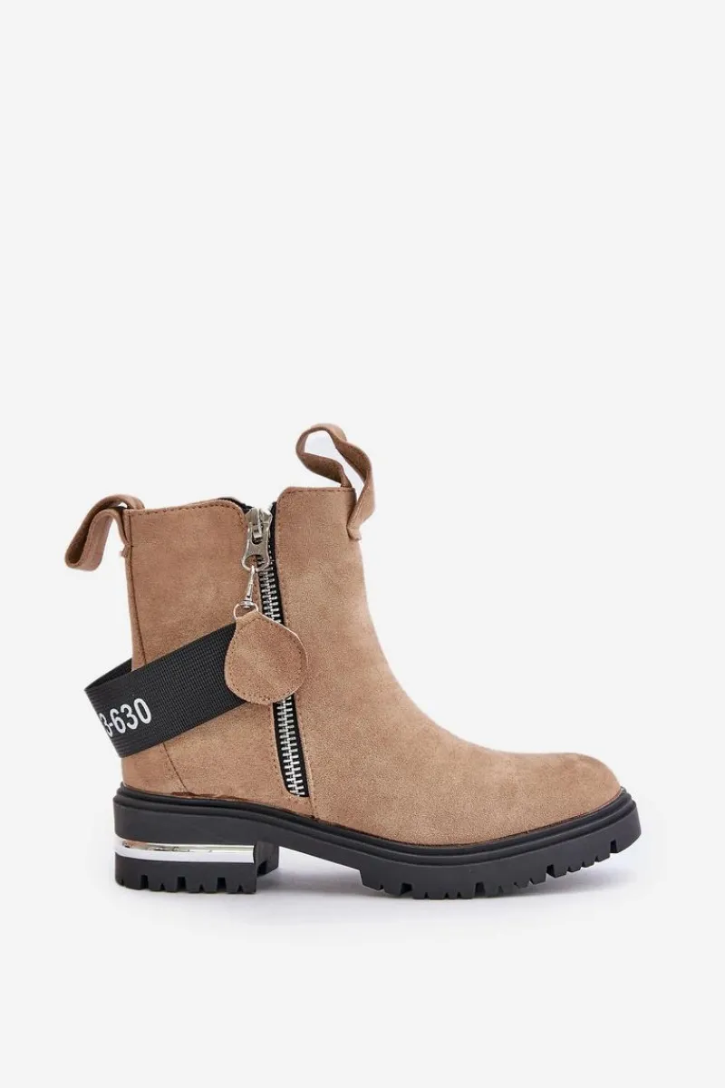 Best Ocieplane Botki Damskie Z Suwakiem Brązowe Calvaro Damskie Botki Zimowe Damskie|Brązowe I Beżowe Botki