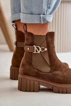 Botki Zimowe Damskie|Brązowe I Beżowe Botki><noscript><img width=