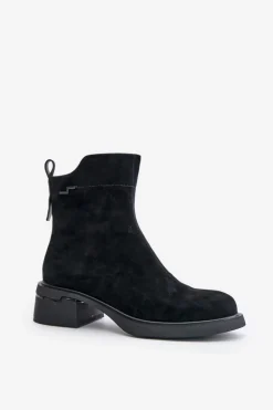 Sale Buty damskie Vinceza Ocieplane Botki Damskie Z Naturalnego Zamszu Na Zamek Czarne Vinceza 66696