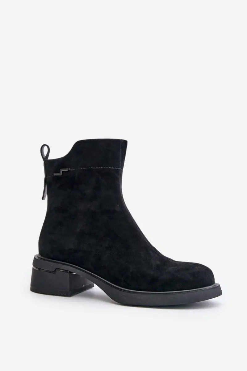 Sale Buty damskie Vinceza Ocieplane Botki Damskie Z Naturalnego Zamszu Na Zamek Czarne Vinceza 66696