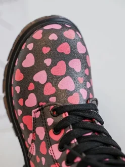 Hot Boto Ocieplane Botki Dziecięce Na Suwak Czarno-Różowe Dolida