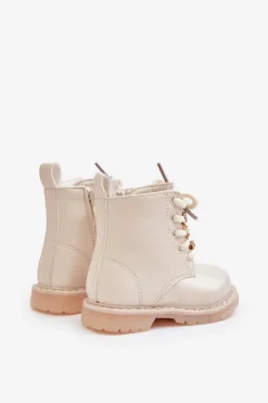 New Boto Ocieplane Botki Dziecięce Z Misiem Na Zamek Beżowe Enchanta