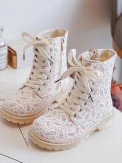 Ocieplane Botki Dziecięce Na Suwak Beżowe Dolida Dzieci Dziewczęce